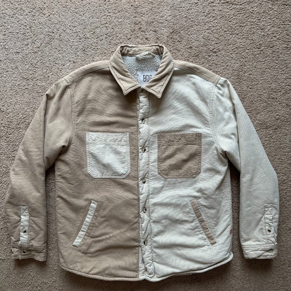 BDG Jacket Mens Medium Urban Outfitters Sherpa Fleece Lined Button Up Pockets